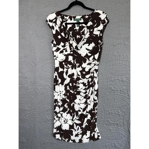 Lauren Ralph Lauren Body Con Dress Brown and Beige Size 10 - Picture 1 of 9